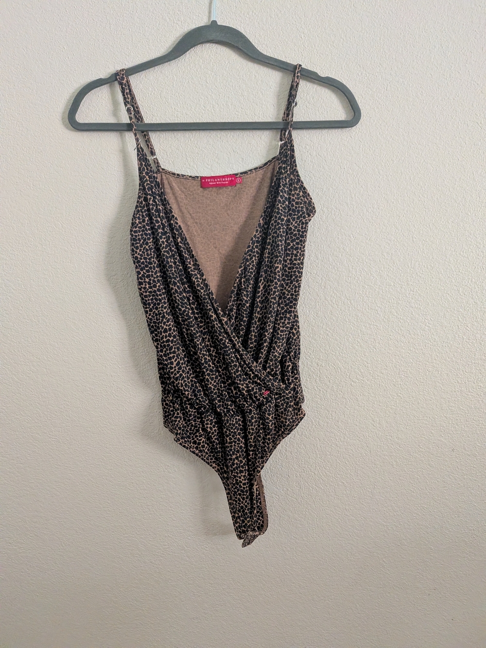 Leopard Print Wrap Bodysuit - Brown/Black